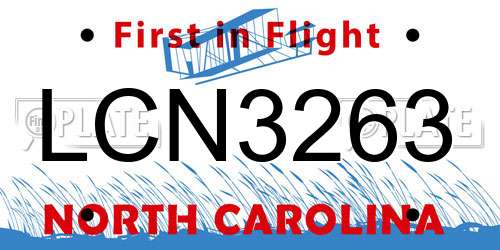 LCN3263 North Carolina License Plate