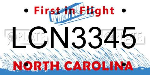 LCN3345 North Carolina License Plate
