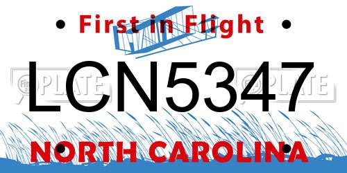 LCN5347 North Carolina License Plate