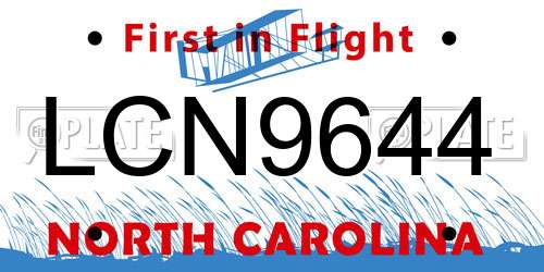 LCN9644 North Carolina License Plate