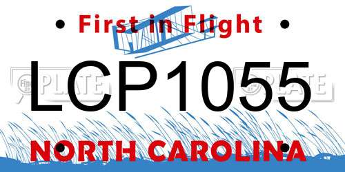LCP1055 North Carolina License Plate