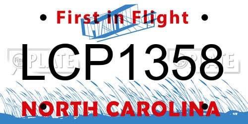 LCP1358 North Carolina License Plate