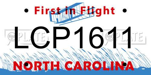 LCP1611 North Carolina License Plate