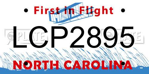 LCP2895 North Carolina License Plate