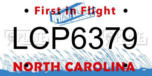 LCP6379 North Carolina License Plate