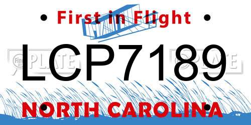 LCP7189 North Carolina License Plate