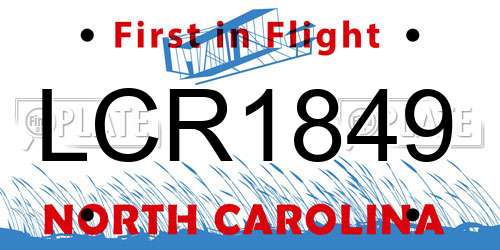 LCR1849 North Carolina License Plate
