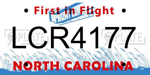 LCR4177 North Carolina License Plate