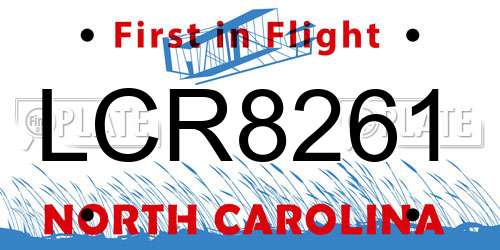 LCR8261 North Carolina License Plate