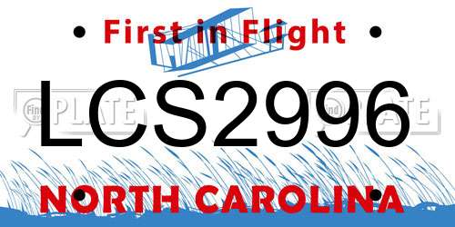 LCS2996 North Carolina License Plate