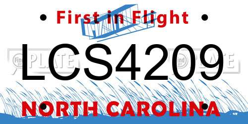 LCS4209 North Carolina License Plate