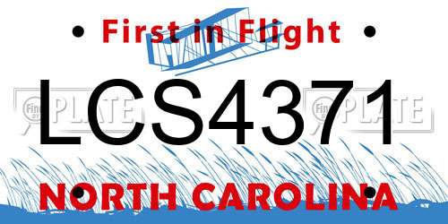 LCS4371 North Carolina License Plate
