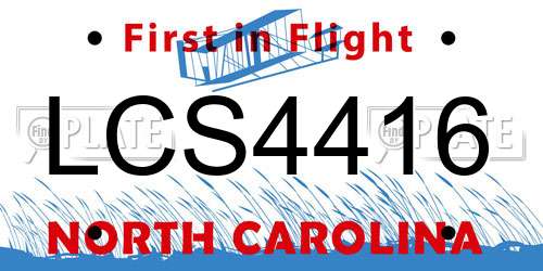 LCS4416 North Carolina License Plate