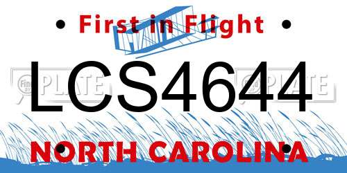 LCS4644 North Carolina License Plate