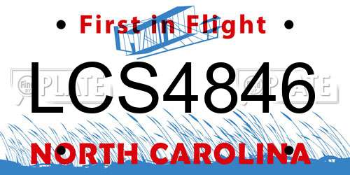 LCS4846 North Carolina License Plate