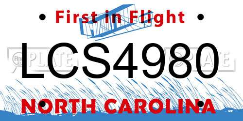 LCS4980 North Carolina License Plate