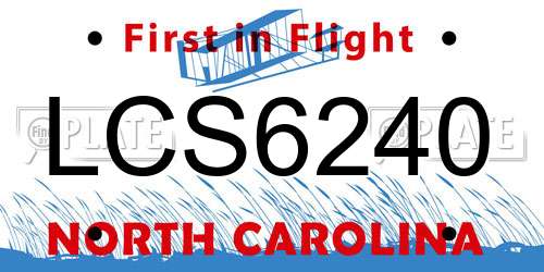 LCS6240 North Carolina License Plate