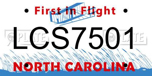 LCS7501 North Carolina License Plate