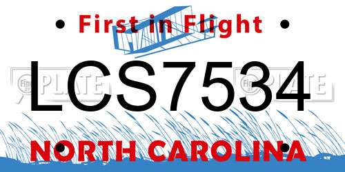 LCS7534 North Carolina License Plate