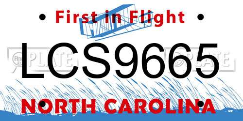 LCS9665 North Carolina License Plate
