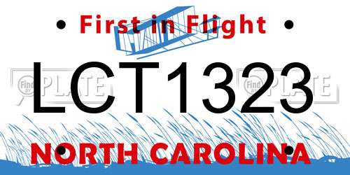 LCT1323 North Carolina License Plate