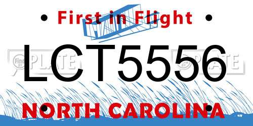 LCT5556 North Carolina License Plate