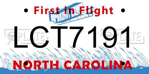 LCT7191 North Carolina License Plate