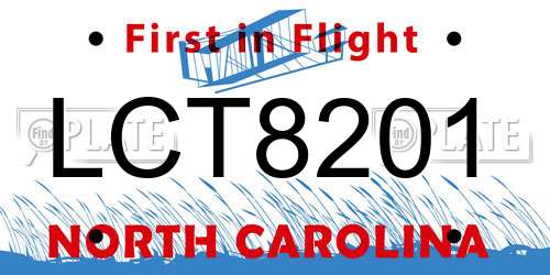 LCT8201 North Carolina License Plate