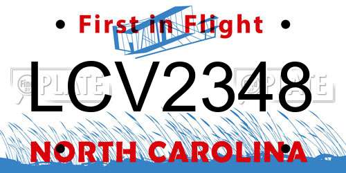LCV2348 North Carolina License Plate