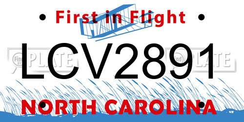 LCV2891 North Carolina License Plate