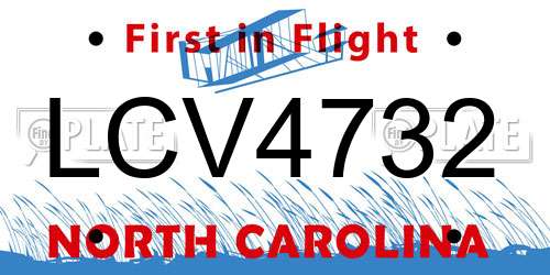 LCV4732 North Carolina License Plate