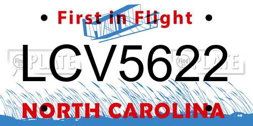 LCV5622 North Carolina License Plate