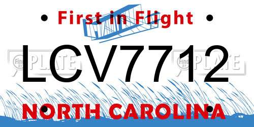 LCV7712 North Carolina License Plate