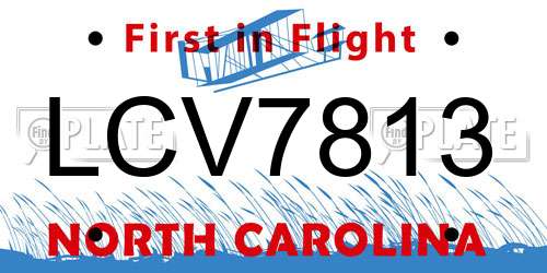 LCV7813 North Carolina License Plate