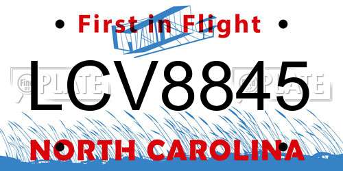 LCV8845 North Carolina License Plate