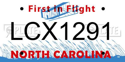 LCX1291 North Carolina License Plate