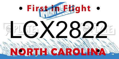 LCX2822 North Carolina License Plate