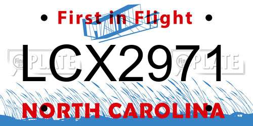 LCX2971 North Carolina License Plate