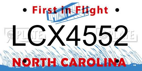 LCX4552 North Carolina License Plate