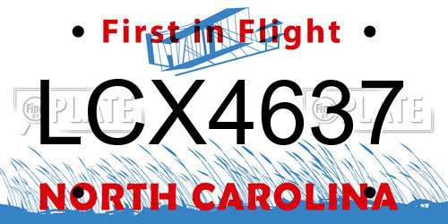 LCX4637 North Carolina License Plate