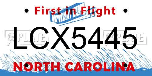 LCX5445 North Carolina License Plate