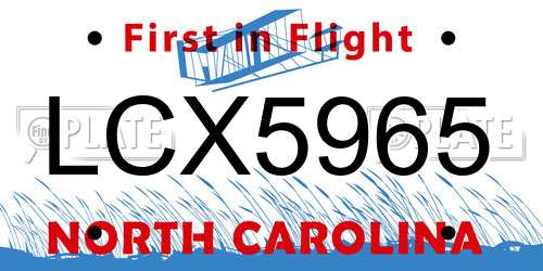 LCX5965 North Carolina License Plate