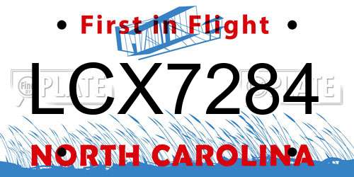LCX7284 North Carolina License Plate