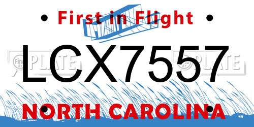 LCX7557 North Carolina License Plate