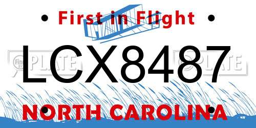 LCX8487 North Carolina License Plate