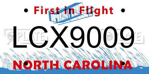LCX9009 North Carolina License Plate