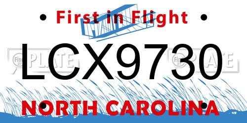 LCX9730 North Carolina License Plate