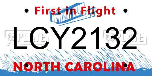LCY2132 North Carolina License Plate