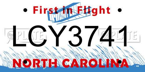 LCY3741 North Carolina License Plate