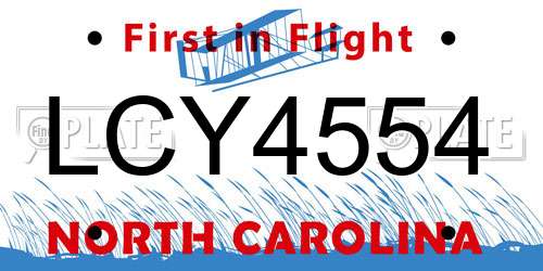 LCY4554 North Carolina License Plate